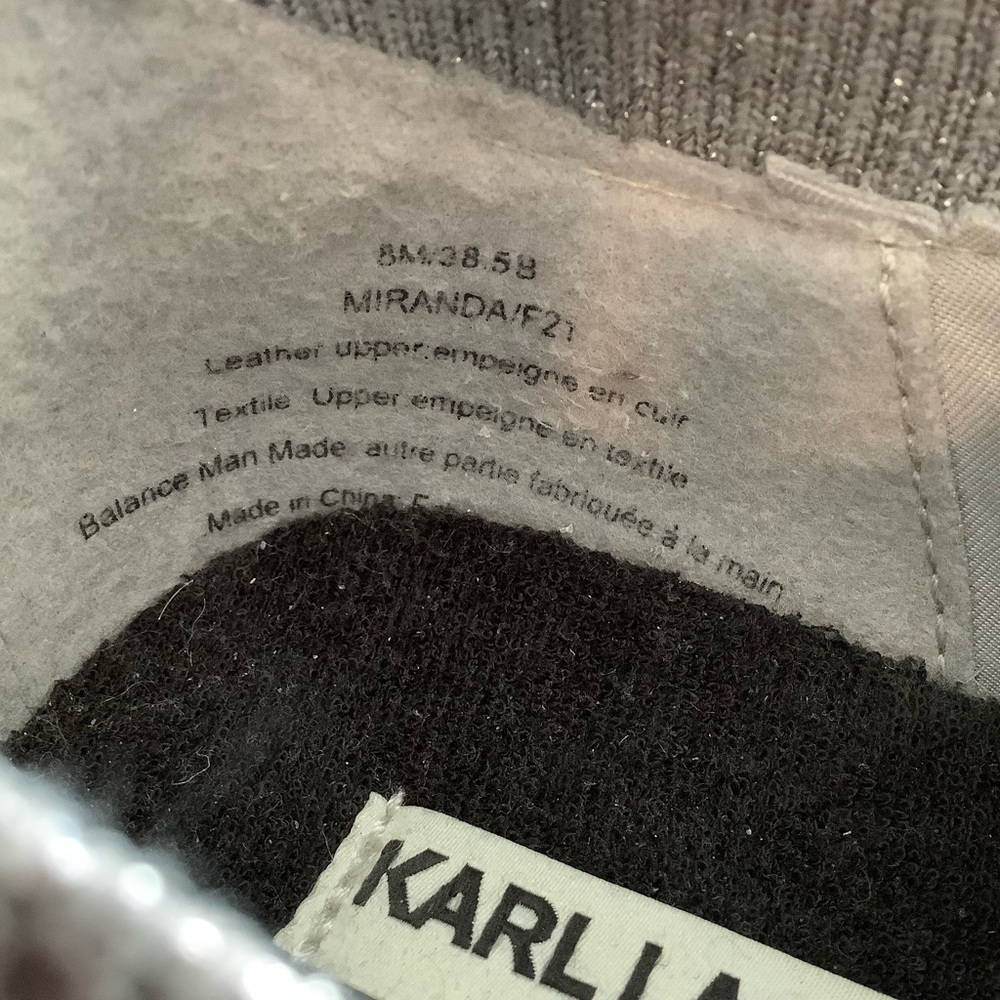 Karl Lagerfeld Paris Miranda Logo Knit Fabric Slip-On Platform Wedge SZ 8M - Picture 8 of 9